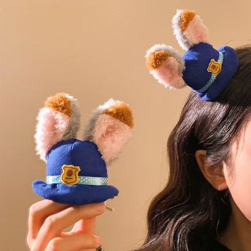 可爱朱迪兔子帽子发夹边夹侧边发卡女卡通甜美拍照道具头饰新款