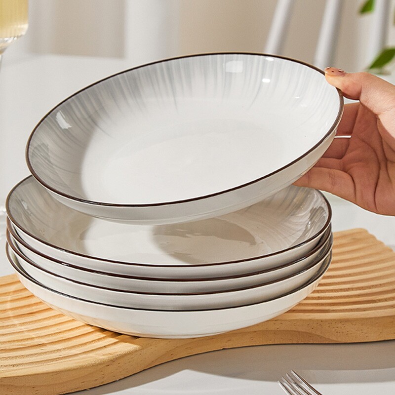 釉下彩陶瓷盘子家用碟子2026新款高颜值深盘碗盘餐具漂亮的米饭碗