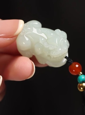 和田玉同款貔貅吊坠男女款白玉小皮丘招财项链玉石玉坠玉佩挂件