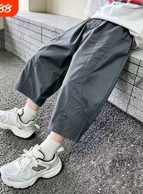 男童裤子七分裤夏季薄款儿童夏款男孩炸街痞帅宽松潮帅气时髦新款