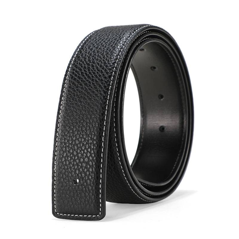 爱马男仕皮带条头层纯牛皮男士真皮平滑扣不带头h扣无头z腰带女打