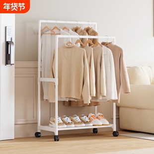 卧室床边衣帽架落地挂衣可移动多功能收纳置物架旋转组装衣帽间