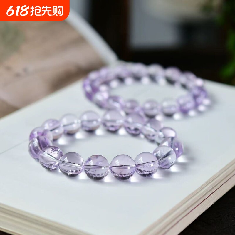 2025火热爆款仿近玻璃体紫水晶手链男女款紫晶手串薰衣草手串三圈