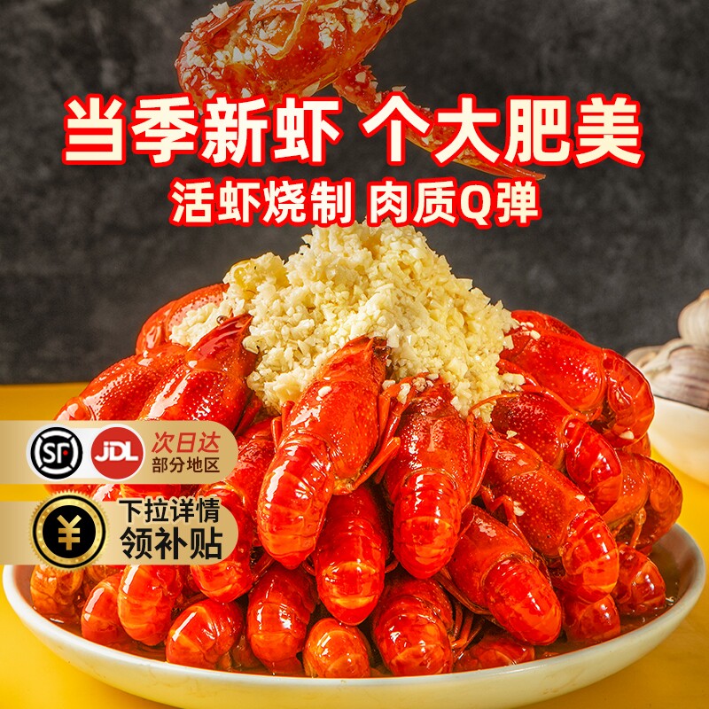 龙霸麻辣蒜蓉小龙虾3-5钱整虾加热即食熟食预制菜2026年新虾蒜