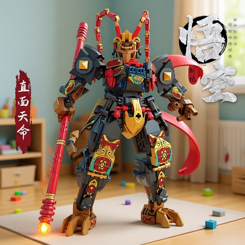 黑神话悟空积木国产拼装国潮齐天大圣机甲男孩益智模型摆礼物小侠