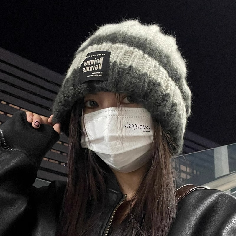 大头围毛线帽女秋冬季保暖显脸小帽子冷帽2025新款护耳针织帽登山