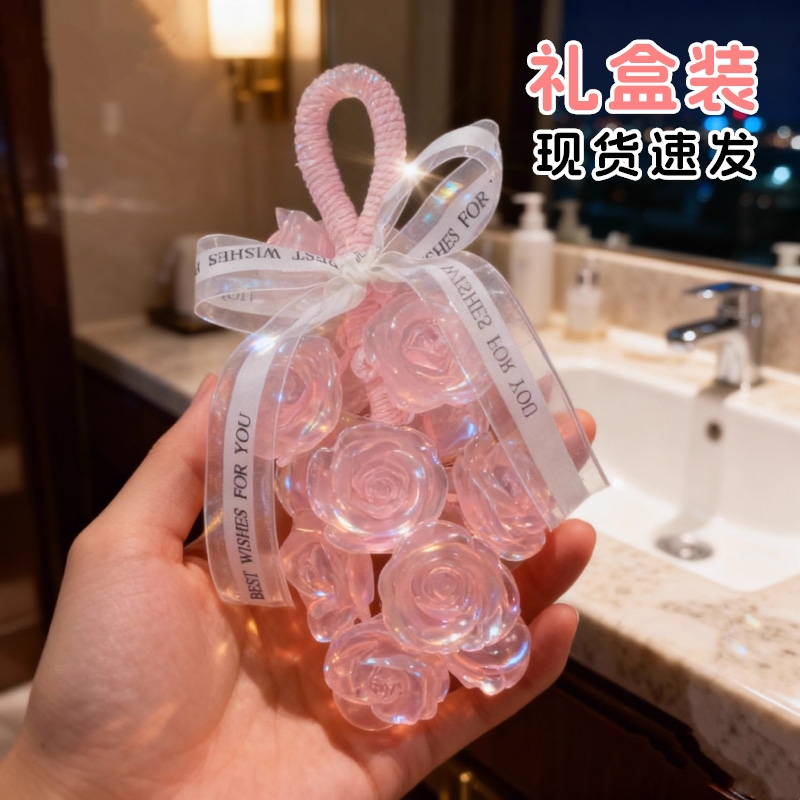 水晶玫瑰花精油香皂家用纯手工洗手皂伴手礼洗澡车载香薰挂件肥皂