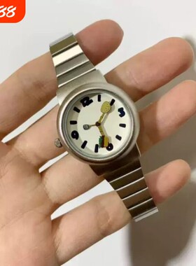 26年新情侣款日系卡通海绵宝宝白汉堡个性指针钢带防水艺术感手表