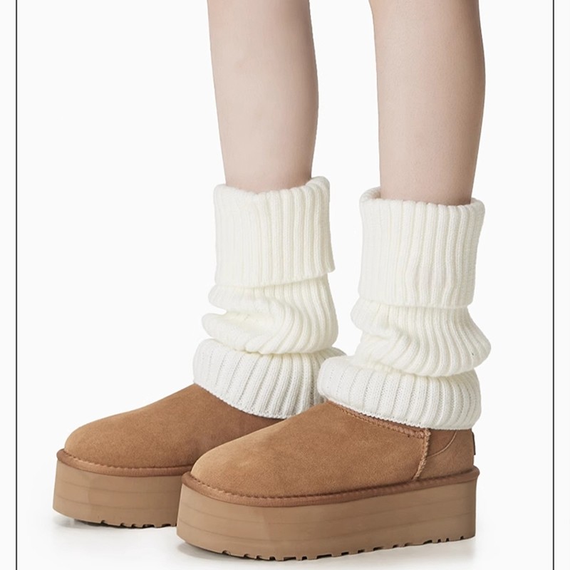袜套堆堆袜子女秋冬季加厚保暖小腿袜纯色棉袜冬配雪地靴羊毛长袜