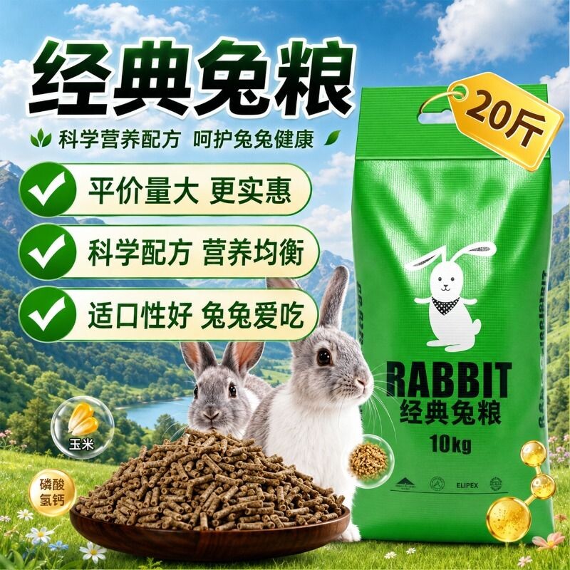 兔粮兔饲料20斤宠物兔垂耳兔饲料图片