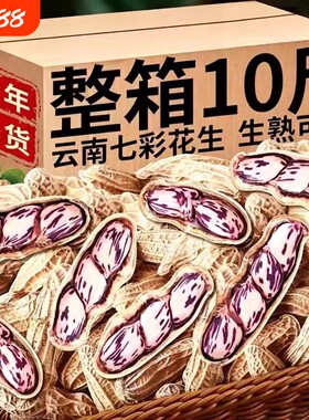 云南七彩花生带壳新鲜晒干花生米农家彩色种子咸干办公室新货日晒