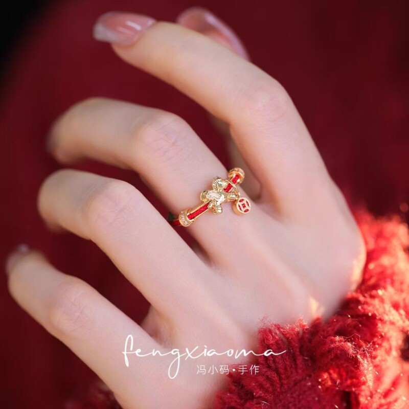 马上有钱戒指女款轻奢小众设计高级感食指戒精致时尚新年指环生肖