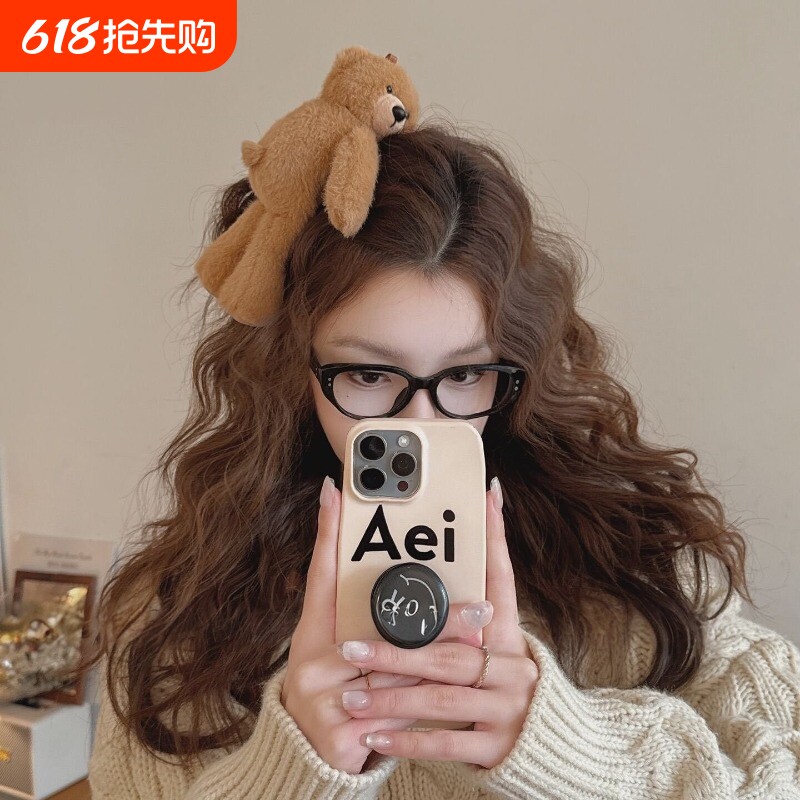 可爱趴趴小熊发夹毛绒发卡女2026新款高端bb夹刘海侧边夹顶夹头