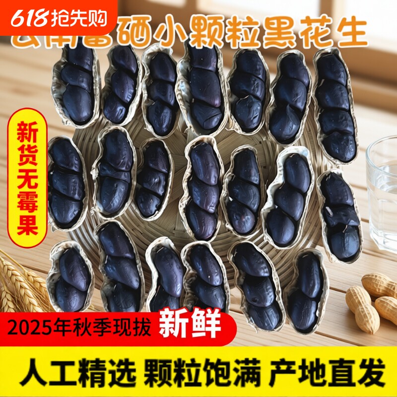 2025年云南富硒黑花生特产带壳黑皮花生米花生原味新鲜新货年货