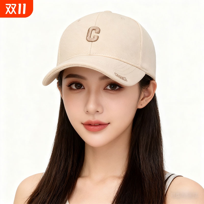 帽子女款2025新款棒球帽鸭舌帽硬顶女秋冬款百搭白色四季款粉色