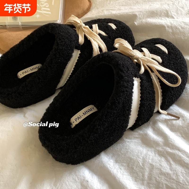 秋冬黑色系~秋冬羊羔加绒勃肯鞋女秋冬季包头毛毛鞋博肯增高棉鞋,女鞋,毛毛鞋,淘宝优惠券,粉丝福利购,淘宝优惠卷