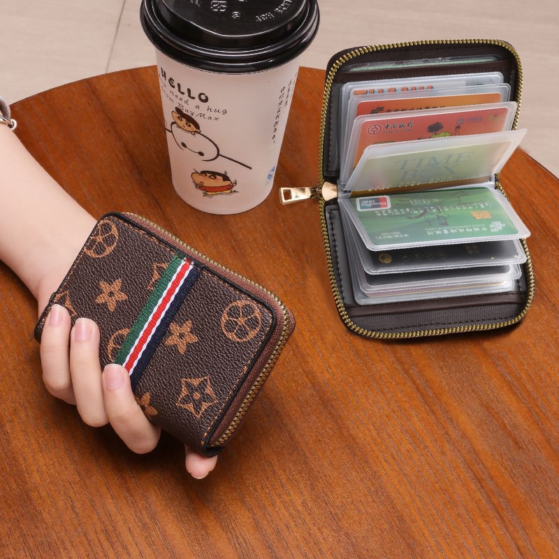 真软皮老花卡包欧美男女时尚便携证件收纳包银行卡驾驶证一体卡套