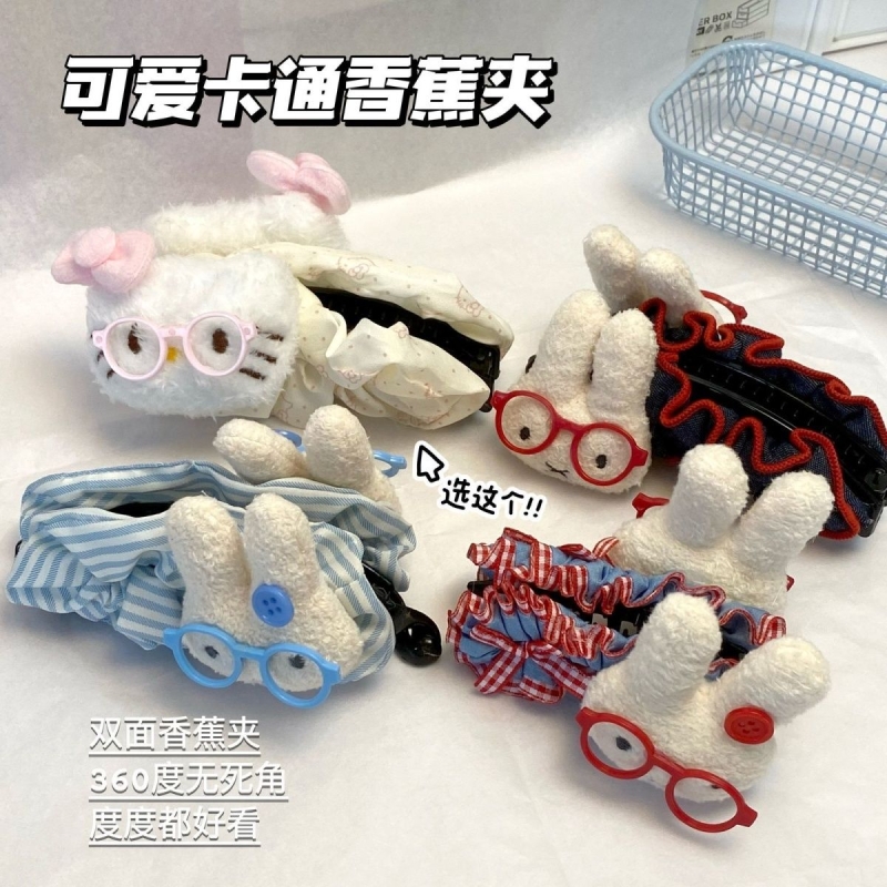 少女米菲兔发饰女波点香蕉夹后脑勺款可爱巨显发量kt发夹蝴蝶结