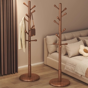 实木挂衣架卧室落地家用加厚立式 衣帽架办公室挂衣服置物架子房间