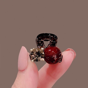 红色珍珠水钻发夹侧边精致小巧迷你小抓夹女刘海碎发夹小夹子头饰