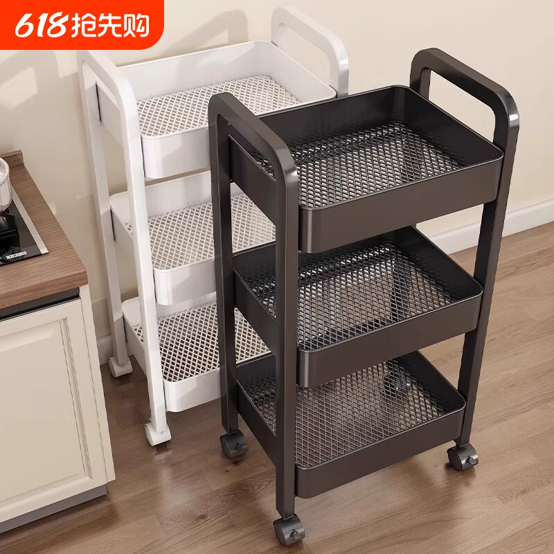 厨房置物架多功能落地多层调料品收纳架可移动果蔬菜篮子客厅水果