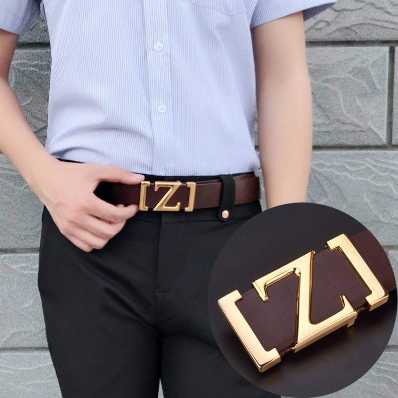 爱马男仕Z铜扣皮带男青年年轻人真皮男士自动扣内穿男裤腰带韩版
