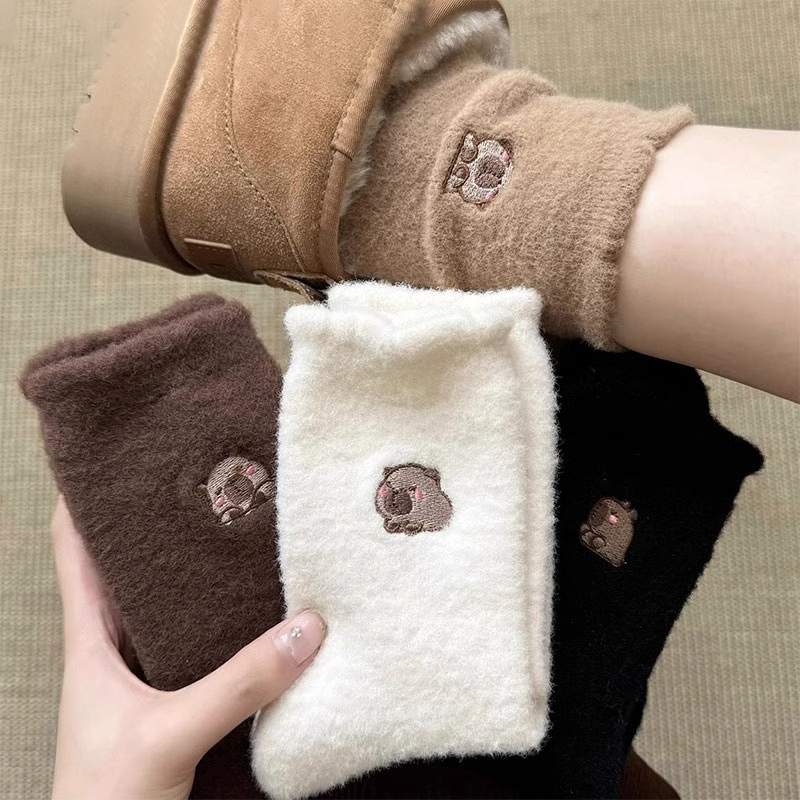 甄选优质棉加绒加厚保暖中筒袜女