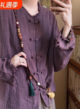 新中式檀木葫芦多宝串珠长款项链古风禅意斜跨连毛衣链挂脖配饰