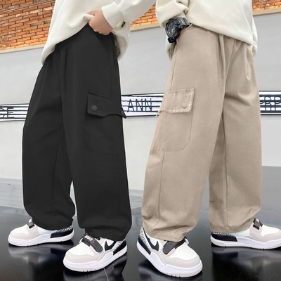 男童裤子纯棉2025新款装阔腿裤