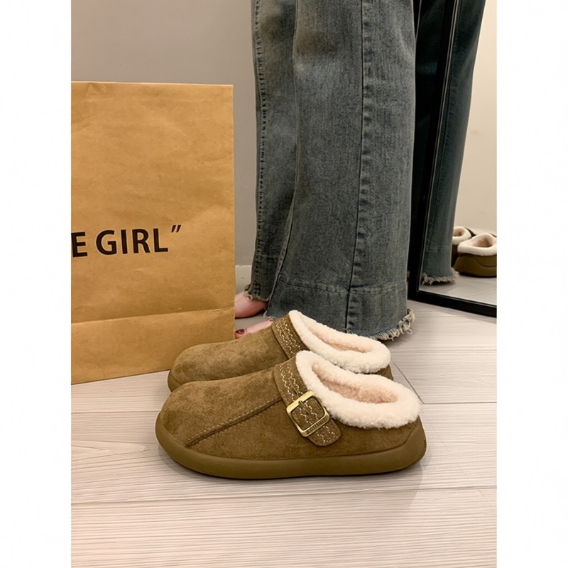 包头厚底加绒勃肯鞋半拖女秋冬外穿2025新款穆勒一脚蹬懒人棉拖鞋,女鞋,包头拖,淘宝优惠券,粉丝福利购,淘宝优惠卷