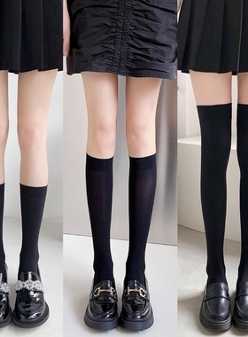 白色学院风小腿袜天鹅绒长筒袜女夏季薄款显瘦中筒过膝袜子jk压力