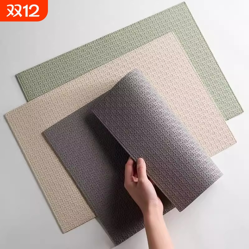 北欧风餐垫防水防油家用皮革餐桌垫高级感轻奢长方形碗垫餐盘垫