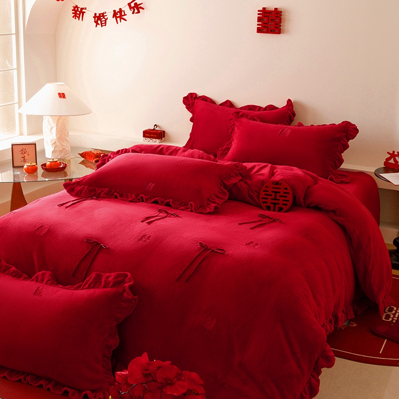 暖绒喜字刺绣刺绣加厚