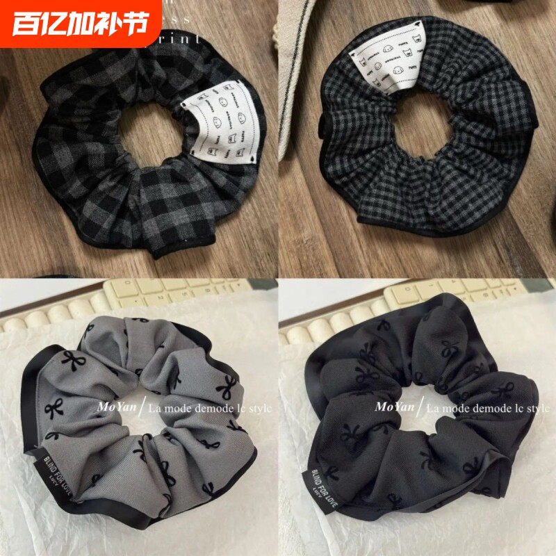 发圈大肠韩版高级感植绒蝴蝶结女气质丸子头发绳高弹力头绳橡皮筋