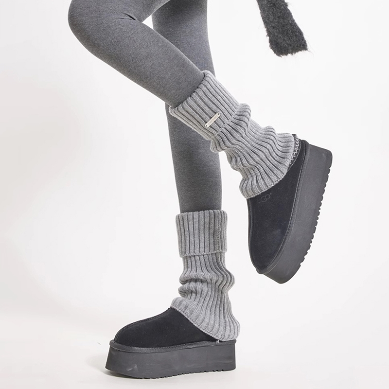 金属标针织复古小腿堆堆袜套