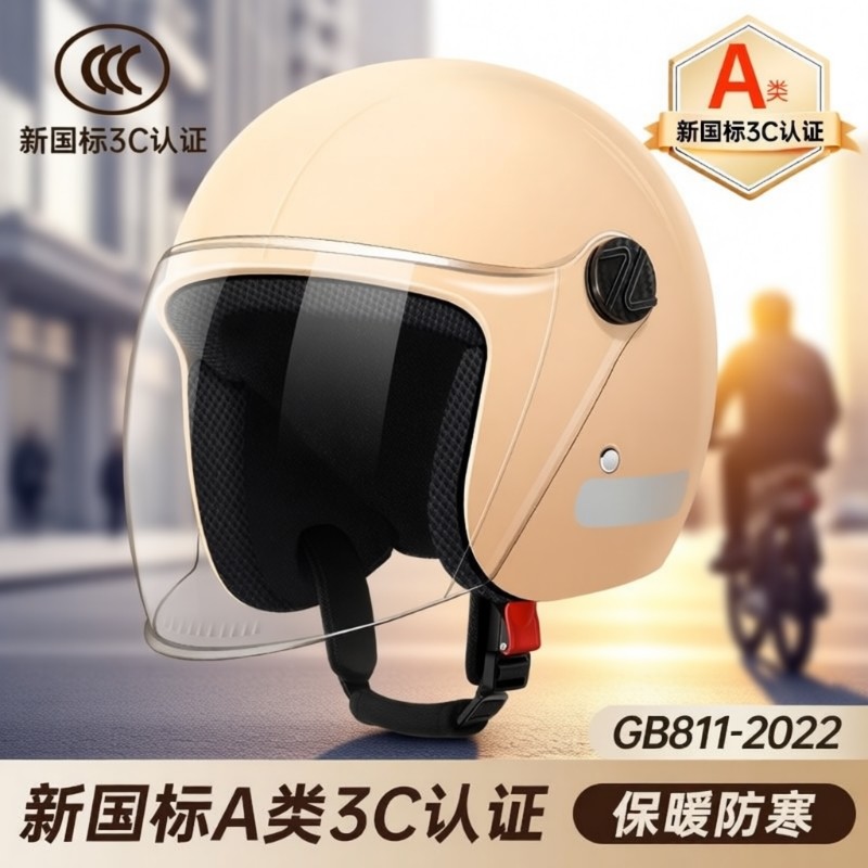2025新款头盔3C认证电动车男女士安全四季通用冬季半盔保暖安全