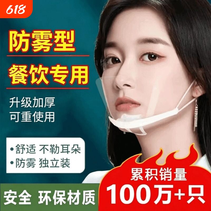 口罩餐饮专用厨师厨房炒菜防飞沫喷嚏面罩食品物塑料透明防护食堂
