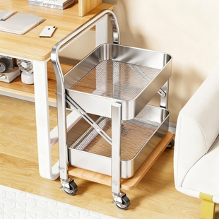 桌下书包架夹缝置物架移动书架家用落地多层加高一体免安装放置架