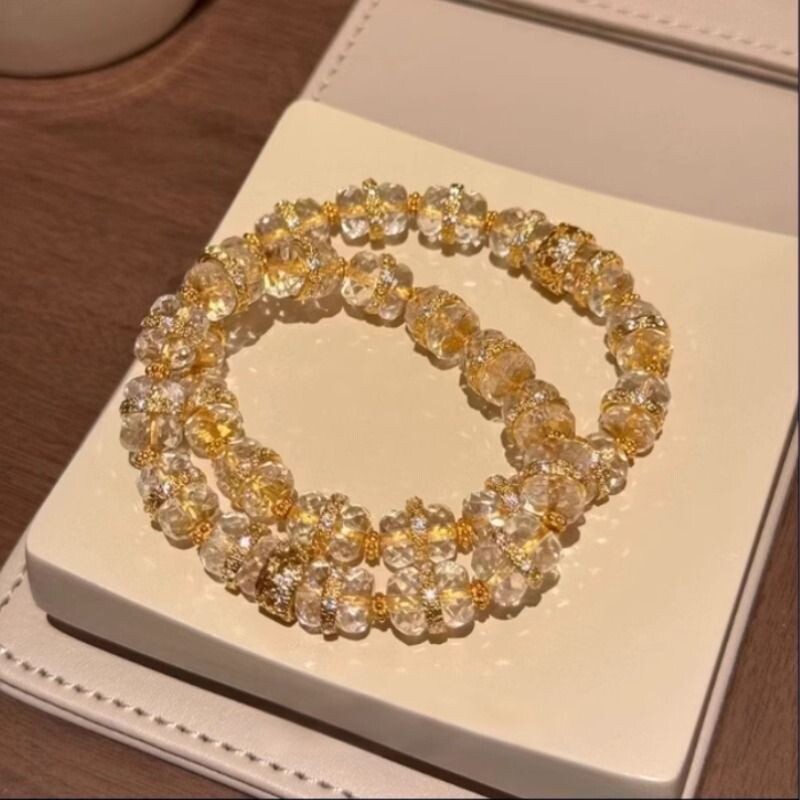 lisv原创波光粼粼天然刻面浅黄水晶招财米手串女生礼物送女友