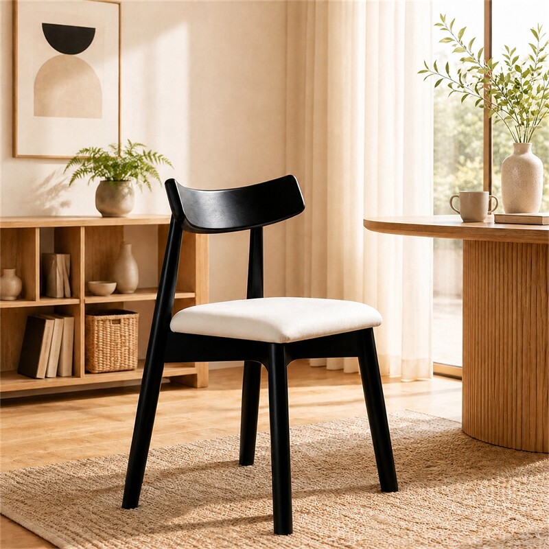 中古风实木餐椅家用船桨椅靠背椅图片