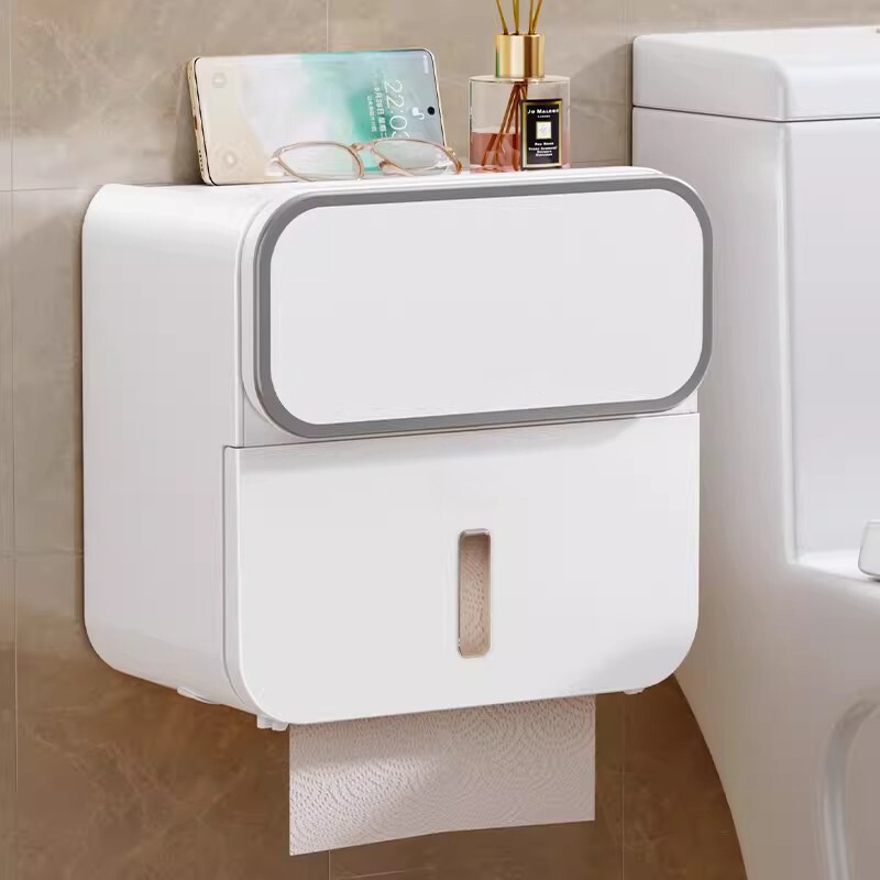 卫生间厕纸盒纸巾盒厕所放置卫生纸抽纸盒防水免打孔壁挂式高级感
