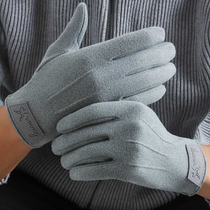德绒手套男冬季轻薄款加绒防风防寒跑步开车骑行保暖男士骑车触屏