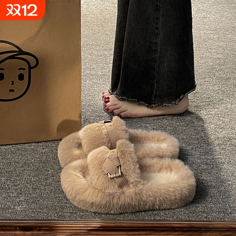 吻卡佛韩版毛毛拖新款舒适