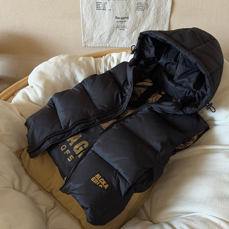 秋冬季新款儿童黑金羽绒服马甲男童女童中大童保暖加厚连帽马甲