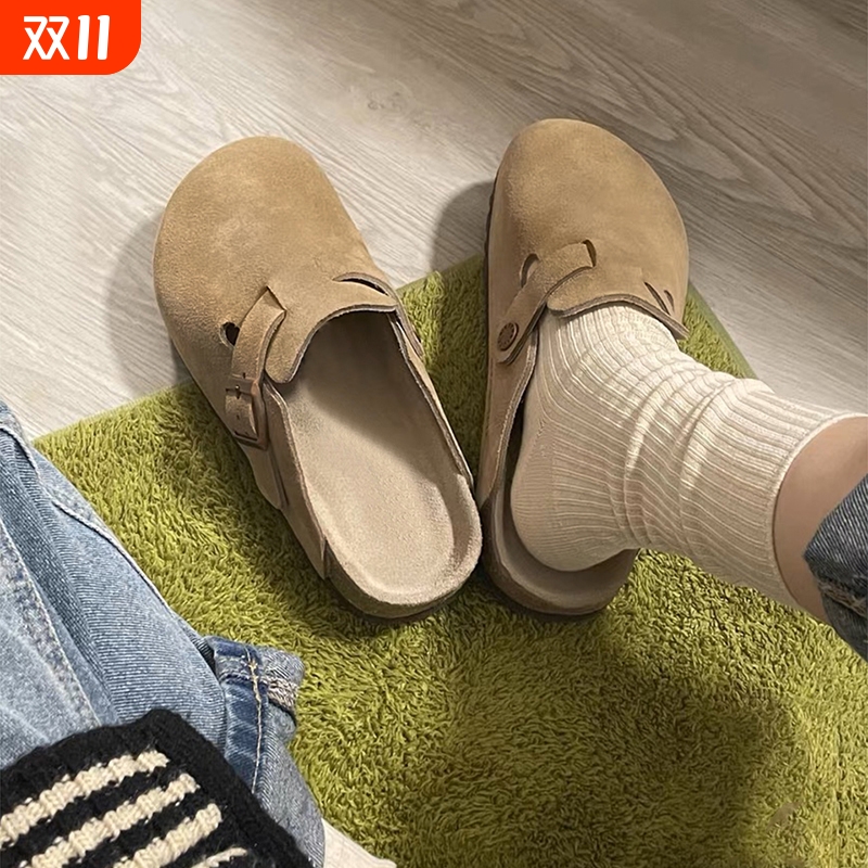 超火勃肯鞋女2025夏季新款外穿厚底博肯包头半拖鞋懒人一脚蹬女鞋