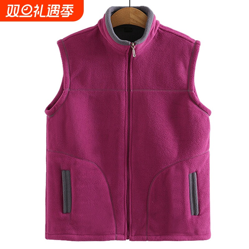 中老年秋冬摇粒绒马甲外套女老年妈妈冬装打底背心老人抓绒坎肩