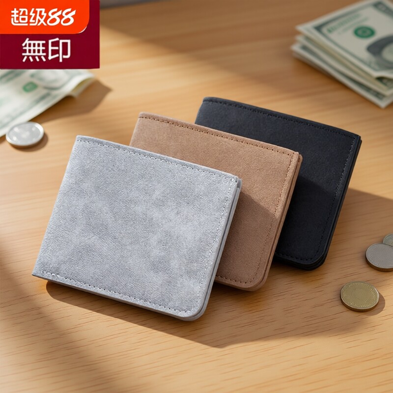 無印卡包钱包一体男士超薄短款皮夹软皮钱夹轻薄简约多卡位小皮夹
