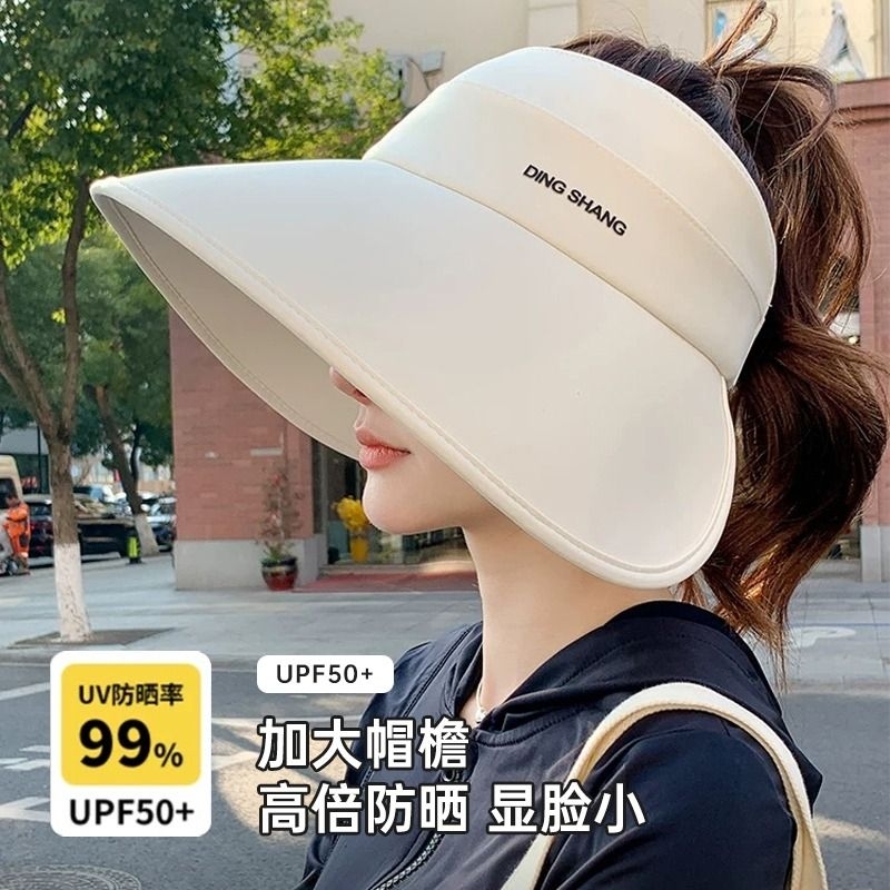 遮阳帽女夏防紫外线太阳帽防晒帽女款空顶帽显脸小全脸大帽檐