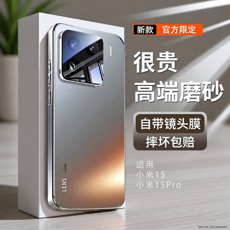 适用小米15新款手机壳小米15pro版磨砂全包镜头防摔系列保护套男女生专用的创意高级感超薄高端散热外壳十五