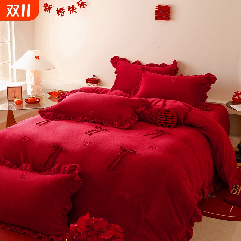 暖绒喜字刺绣刺绣加厚